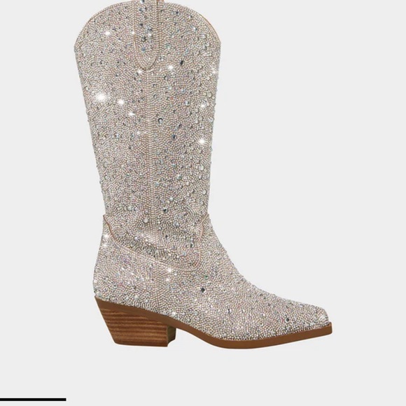 Betsey Johnson NIB Dalas Rhinestone Boots Sz 8 - Picture 2 of 8